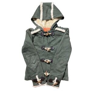 Vintage Juicy Couture Army Green Sherpa Lined Hooded Jacket Sz S Y2K